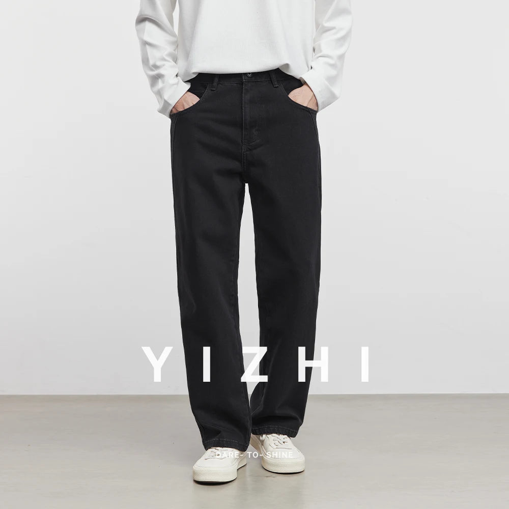 Fashion High-end Black Straight Jeans