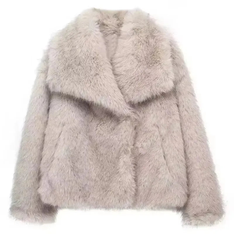 HH Women Elegant Faux Fur Coat Warm