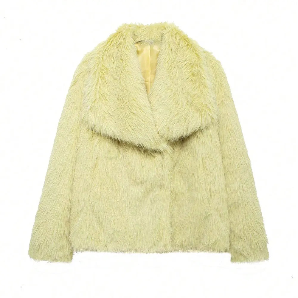 HH Women Elegant Faux Fur Coat Warm