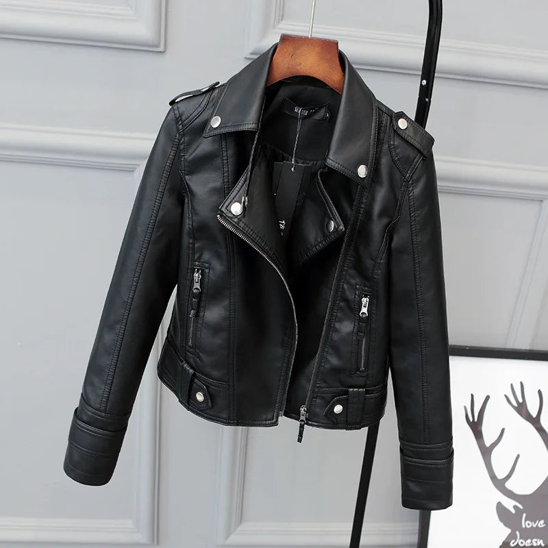 Korean Version of Slim PU Leather Jacket