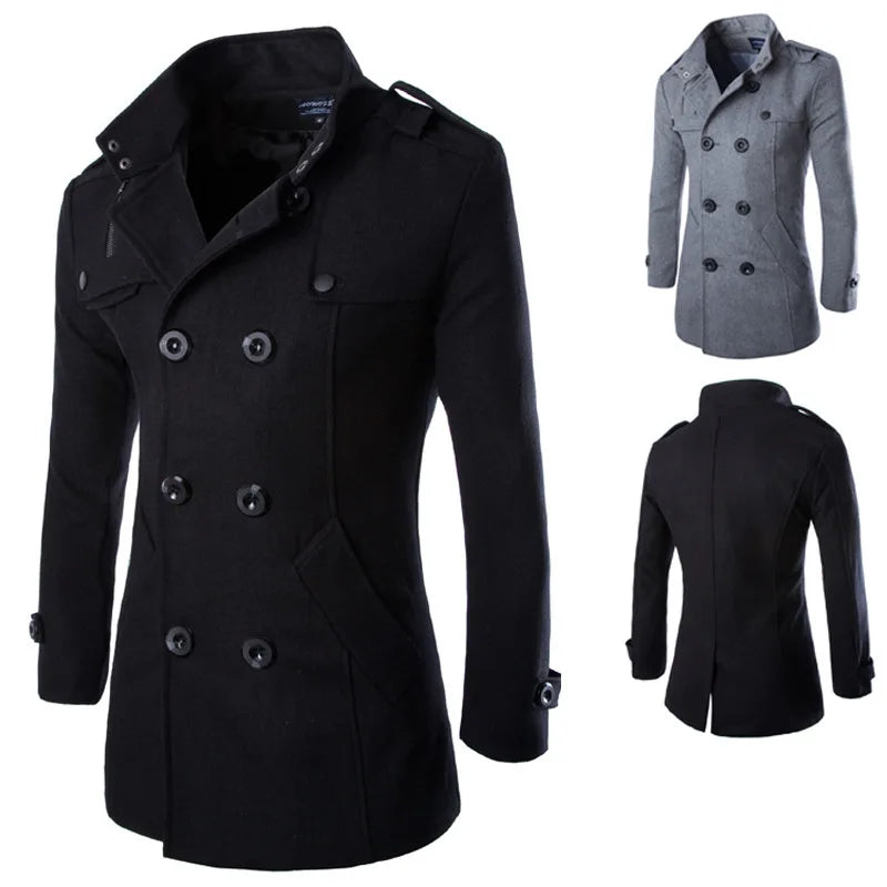 Mens Overcoat Trench Coats Winter Male