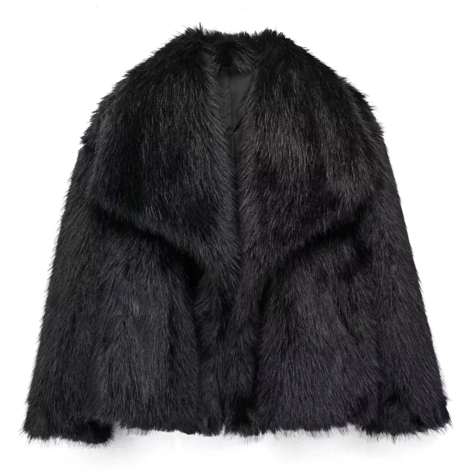 HH Women Elegant Faux Fur Coat Warm