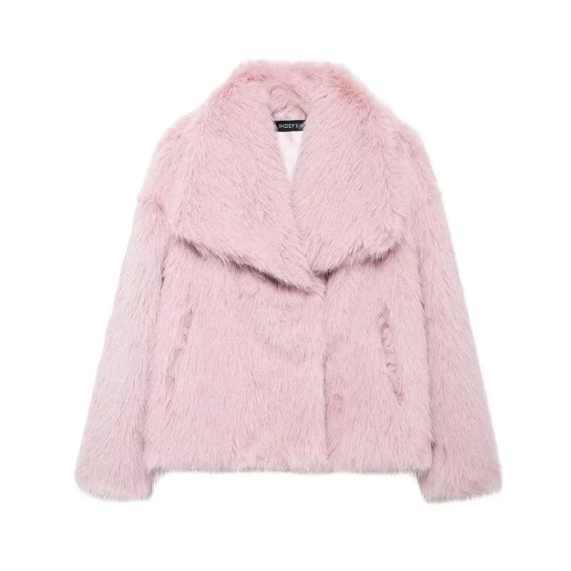HH Women Elegant Faux Fur Coat Warm