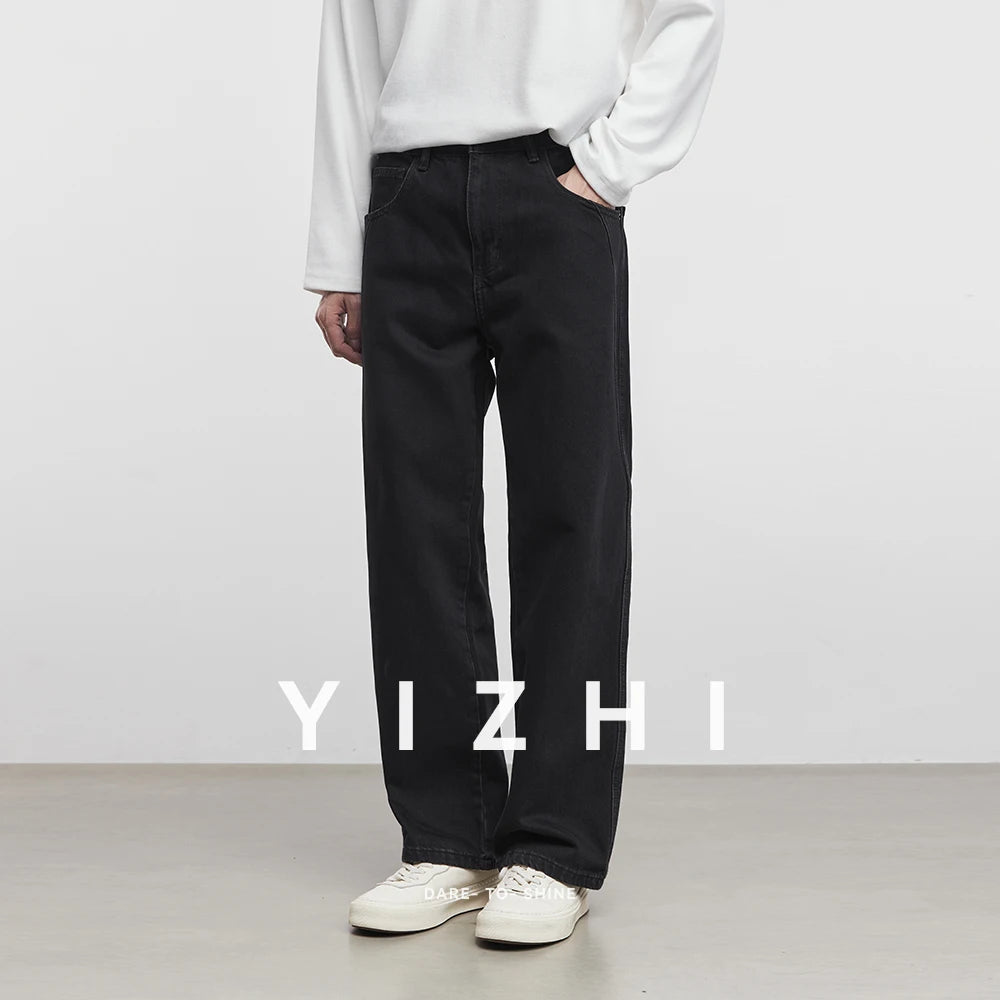 Fashion High-end Black Straight Jeans