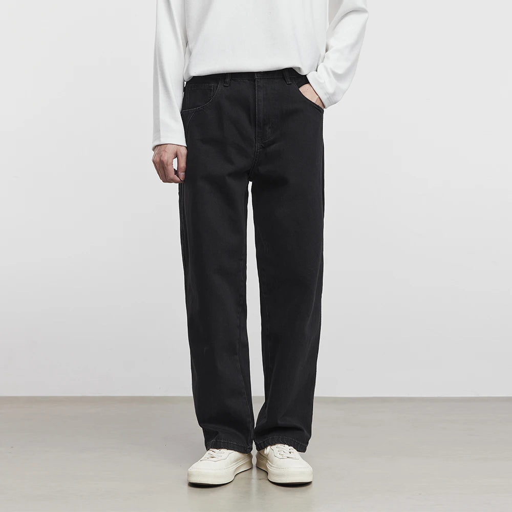 Fashion High-end Black Straight Jeans