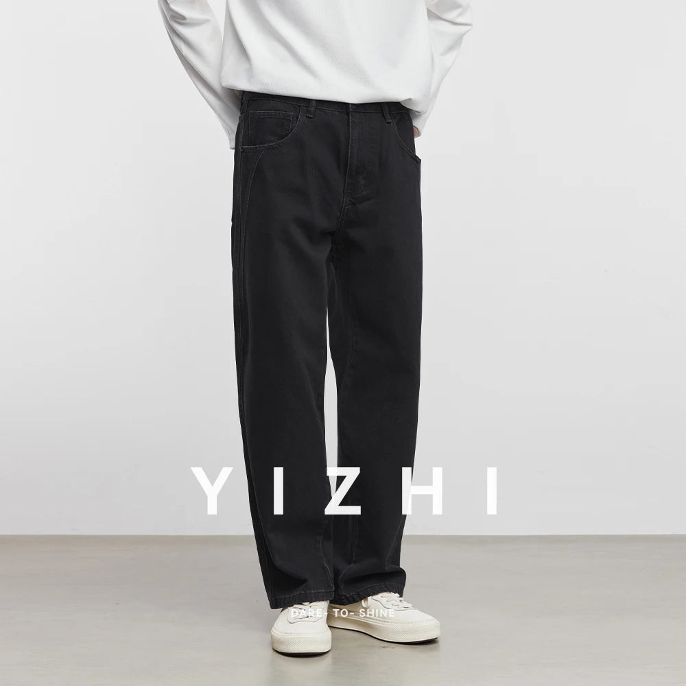 Fashion High-end Black Straight Jeans