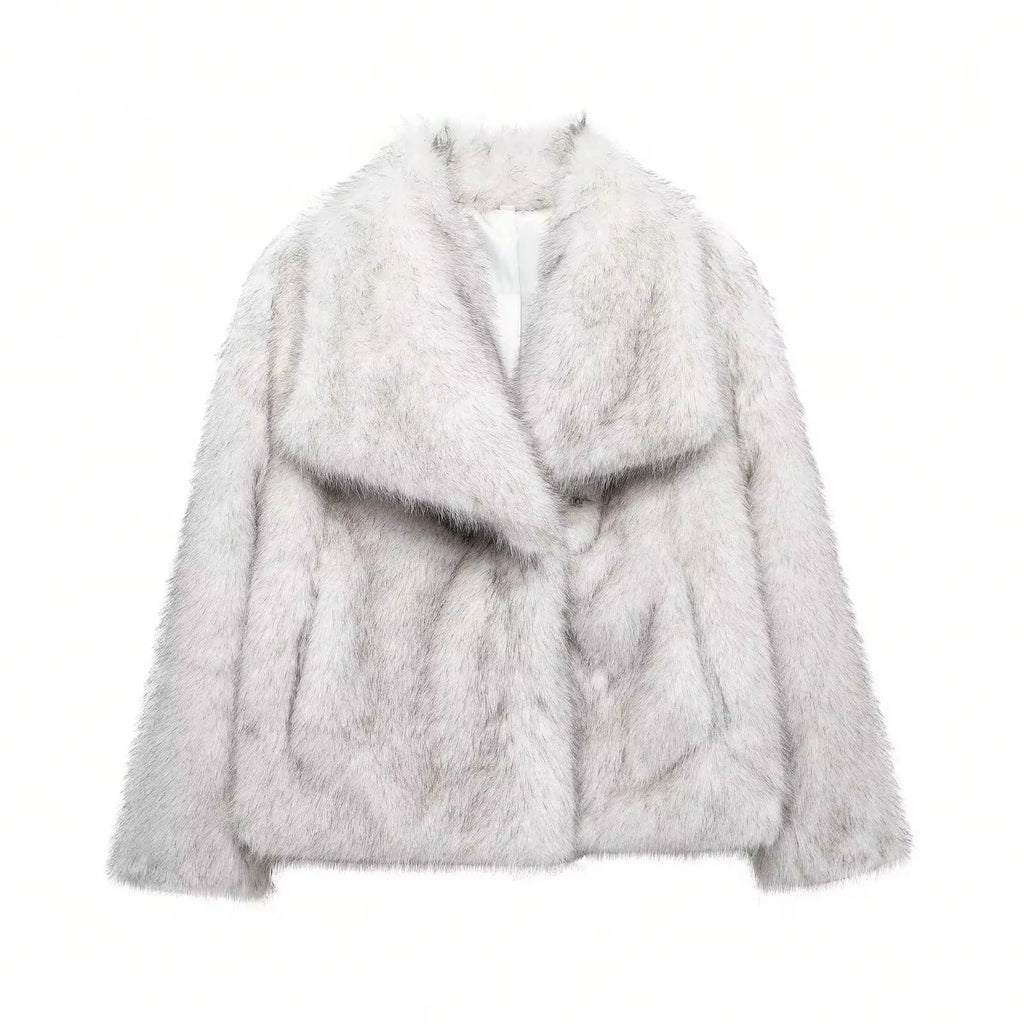 HH Women Elegant Faux Fur Coat Warm