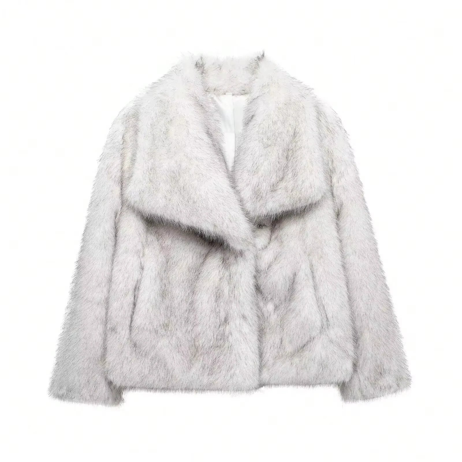 HH Women Elegant Faux Fur Coat Warm