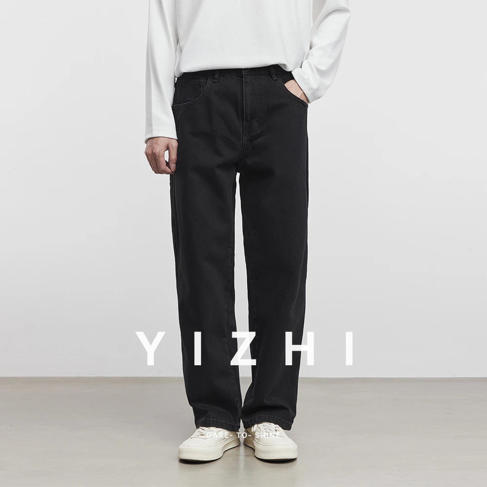 Fashion High-end Black Straight Jeans